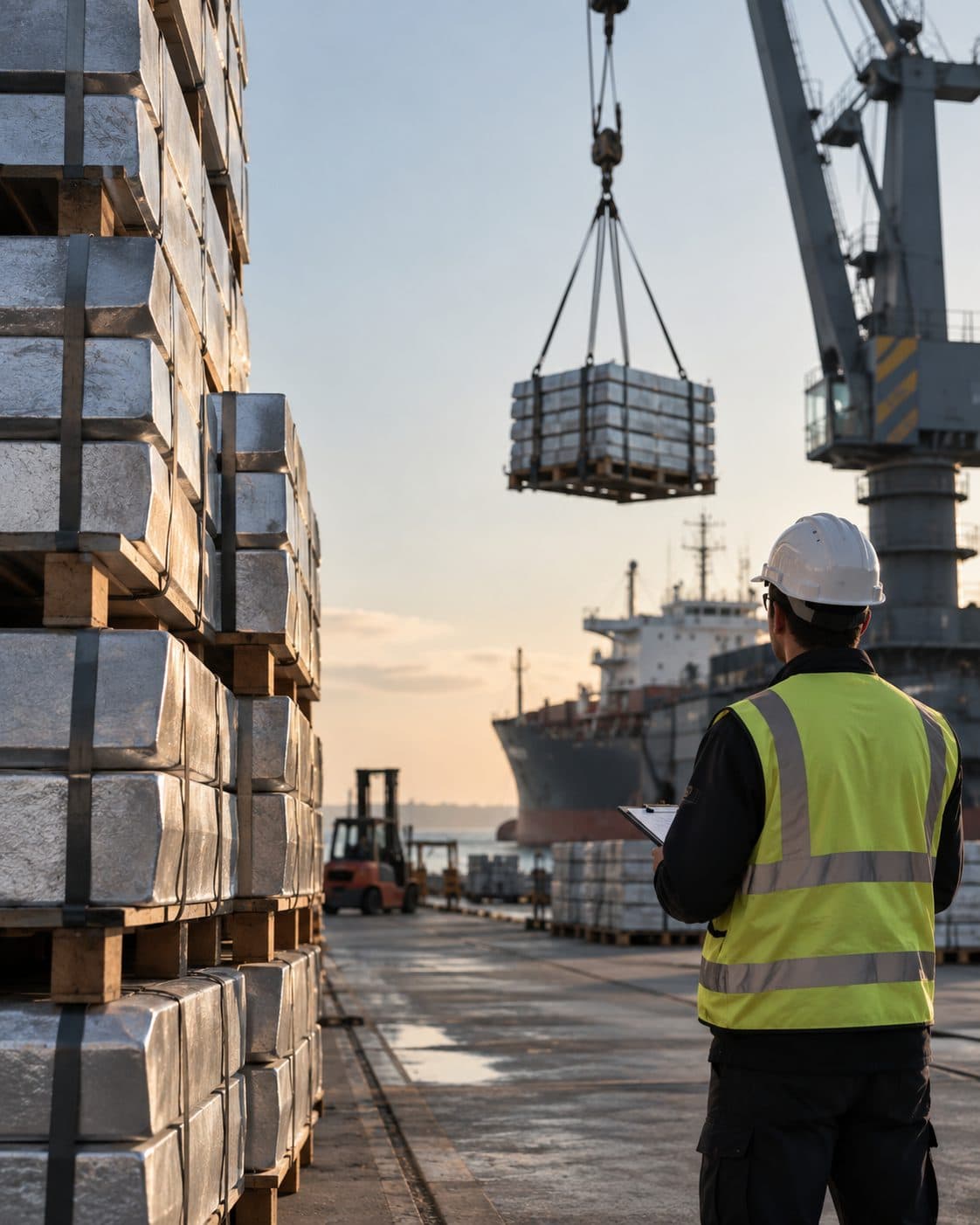 Aluminium ingots being loaded at port